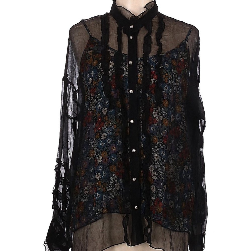 Jade by Johnny Was Black silk floral separates *small flaw